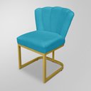 Ver imagem 2 de Kit 02 Cadeira Escritório/recepção Flor - Base Ferro Dourado - Azul Turquesa
