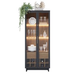 Conjunto Cristaleira 2 Portas de Vidro Guanabara com Led e Buffet Sala de Jantar 4 Portas Vitória - 9
