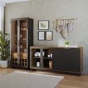 Ver imagem 1 de Conjunto Cristaleira 2 Portas de Vidro Guanabara com Led e Buffet Sala de Jantar 4 Portas Vitória