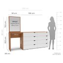 Ver imagem 4 de Cômoda Penteadeira Porto 8 Gavetas com Espelho 209x160cm Branco/Freijó 240891