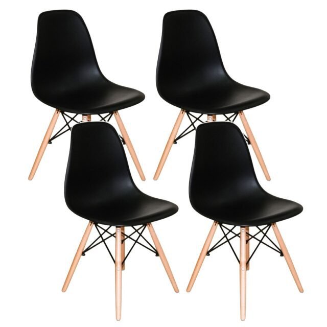 Kit 4 Cadeiras Charles Eames Eiffel Preto - 1