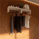 Ver imagem 3 de Kit 2 Suporte Com Varão Versátil Wood On Design Cabideiro multiuso aéreo