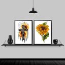 Ver imagem 2 de Kit 2 Quadros Girassóis Faith Cruz 24x18cm - com vidro:Madeira preta