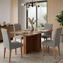 Ver imagem 2 de Mesa de Jantar Isadora Mdf com 4 Cadeiras Estofadas Linho Grafite Molci