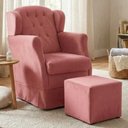 Ver imagem 2 de Poltrona de Amamentacao Balanco e Puff Malu Suede Rose Mpassos