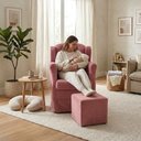 Ver imagem 4 de Poltrona de Amamentacao Balanco e Puff Malu Suede Rose Mpassos