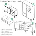 Ver mais imagens de Conjunto Sala Estar Rack Tv 60 Pol Carvalho Branco Grafite Prata Arly