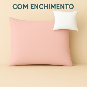 Capa de Almofada Decorativa Lisa Rosa 100% Algodão para Sofá - 30x50cm