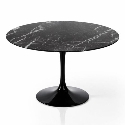 Mesa de Jantar Tulipa Saarinen Redonda 100 Cm Mármore Nero