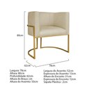 Ver imagem 7 de Kit Divã Luna 140cm Lado Esquerdo e 01 Poltrona Base de Ferro Dourado Suede Cor Bege