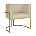 Ver imagem 2 de Kit Divã Luna 140cm Lado Esquerdo e 01 Poltrona Base de Ferro Dourado Suede Cor Bege