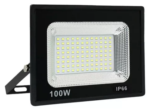 Luz Refletora Led 100w a Carcaça Preto Branco Frio Bivolt