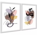 Ver imagem 2 de Kit 2 Quadros Bohos Marrom Rosa Ramos 33x24cm:moldura Preta