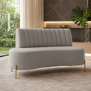 Ver imagem 1 de Sofá Namoradeira 2 Lugares Orgânico Sala Hall de Entrada Living 135cm Pé Dourado Maraú Bouclê Cinza