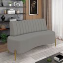 Ver imagem 3 de Sofá Namoradeira 2 Lugares Orgânico Sala Hall de Entrada Living 135cm Pé Dourado Maraú Bouclê Cinza