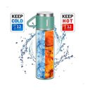 Ver imagem 3 de Conjunto Garrafa Térmica MS702 500ml Vacuum Flask Set com 3 Xícaras:Verde