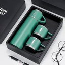 Ver imagem 6 de Conjunto Garrafa Térmica MS702 500ml Vacuum Flask Set com 3 Xícaras:Verde