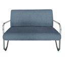 Ver imagem 2 de Kit Namoradeira + Poltrona Decorativa Bela Linho Azul Marinho Braço Cromado