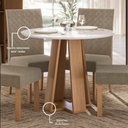 Ver imagem 3 de Mesa de Jantar Estilo Redonda 90cm com Vidro – Mdf/mdp, Tampo 18mm, Mel/off – Sonetto