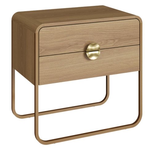 Mesa de Cabeceira 2 Gavetas Luna - Hanover C/ Dourado 28062