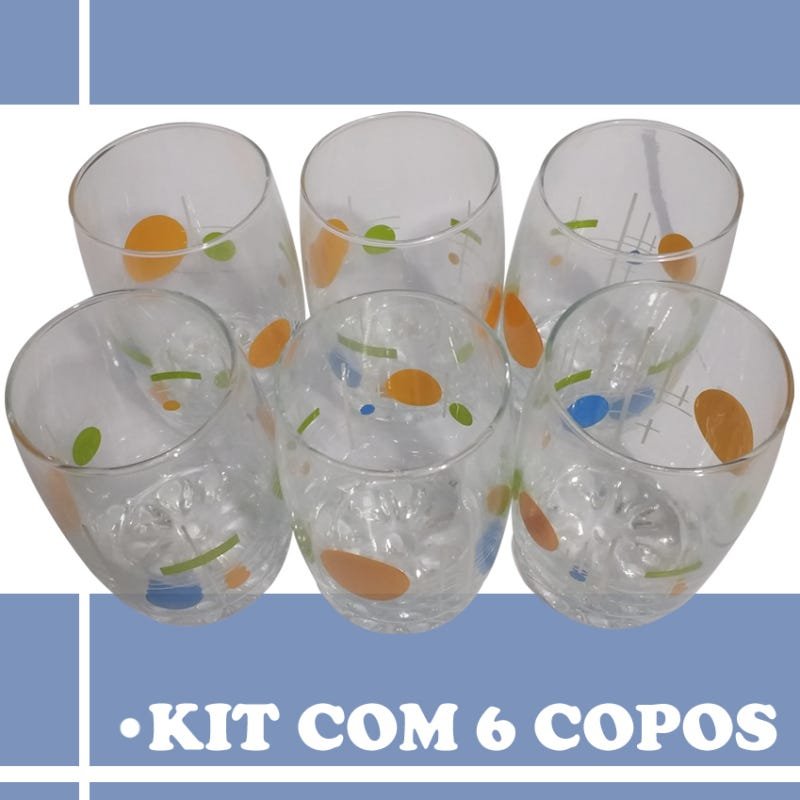 Jogo De Copos Drop Em Vidro Colorido 6 Peças 320ml - Dynasty