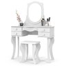 PENTEADEIRA PRINCESA COM ESPELHO 4 GAVETAS COM BANCO BRANCO - 4
