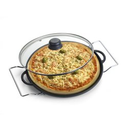 Forma De Pizza Ferro Fundido Com Tampa De Vidro e Suporte 30 cm - 8
