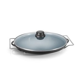 Forma De Pizza Ferro Fundido Com Tampa De Vidro e Suporte 30 cm - 4