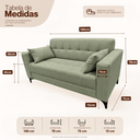 Ver imagem 3 de Sofá Gianni | Pés Aço | Tecido Acquablock | 160cm | Sálvia