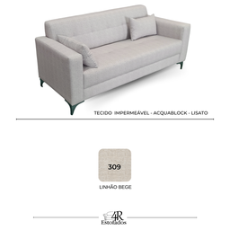 Sofá Gianni | Pé Aço Preto & Tecido Acquablock Impermeável | Medida 160cm | Linhão Bege - 5