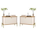 Ver imagem 1 de Conjunto Mesa de Cabeceira Albania Off White Nature Dourado