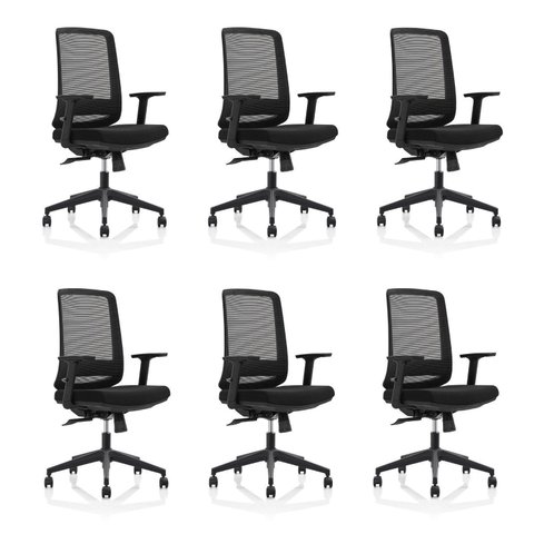 Kit 6 Cadeiras Netflex Ergonômicas para Escritório Netmobil Sistema Syncron Giratória Reclinável