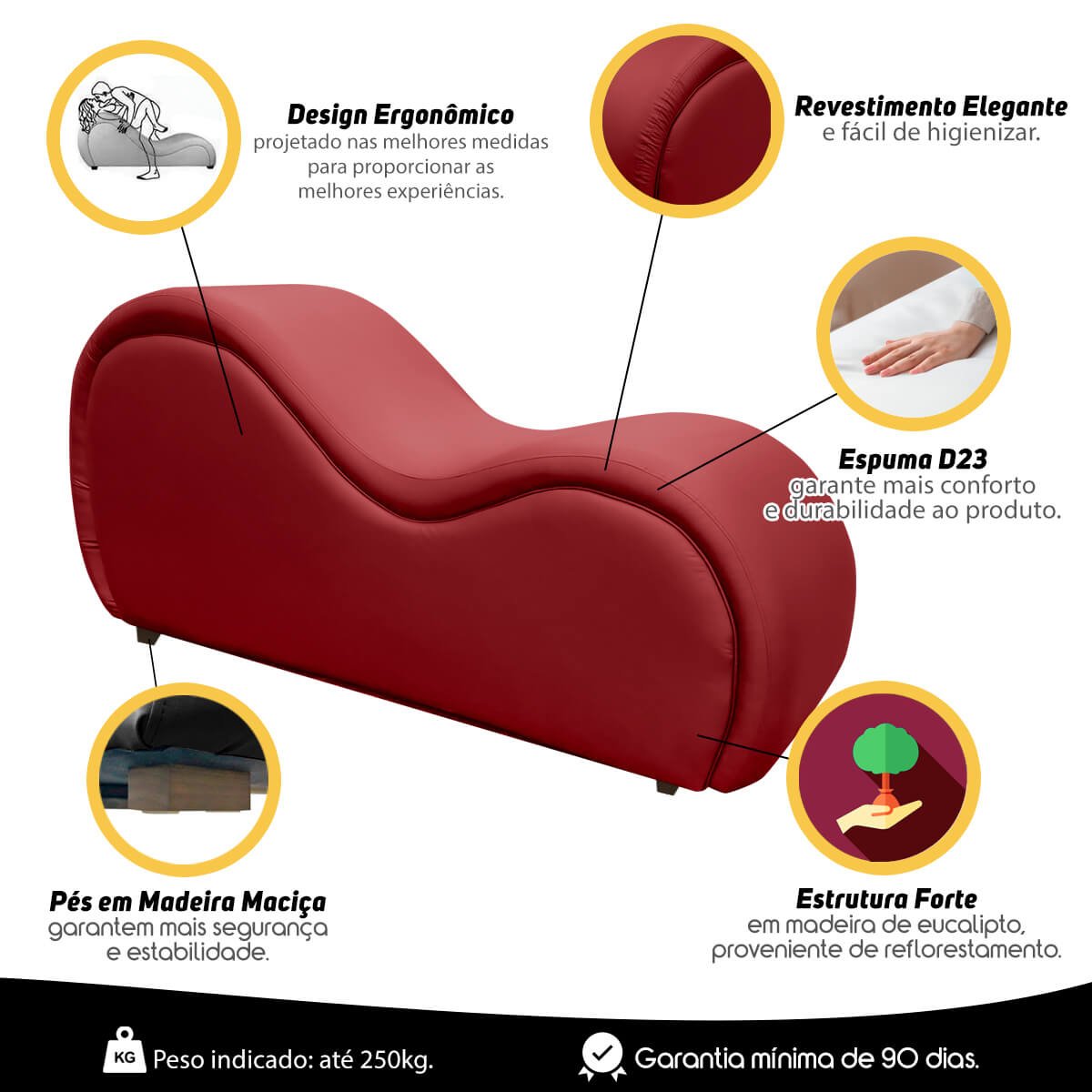 Divã Tântrico Sofá Pousada Hotel Motel Corvin Vermelho Luxo Sofa Store - 5