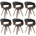 Ver imagem 1 de Kit 06 Cadeiras Decorativas para Sala de Jantar Ohana Fixa PU Preto G56 - Gran Belo