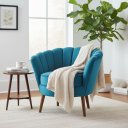 Ver imagem 5 de Poltrona Decorativa para Sala de Estar Pétala - Élpis Móveis - Veludo Azul