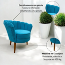Ver imagem 4 de Poltrona Decorativa para Sala de Estar Pétala - Élpis Móveis - Veludo Azul