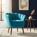Ver imagem 1 de Poltrona Decorativa para Sala de Estar Pétala - Élpis Móveis - Veludo Azul