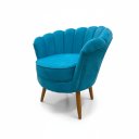 Ver imagem 3 de Poltrona Decorativa para Sala de Estar Pétala - Élpis Móveis - Veludo Azul