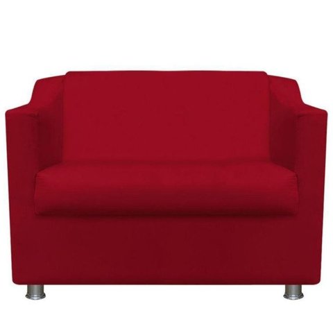 Namoradeira Bia 02 lugares Recepção Clinica Consultório Sala de Espera - Suede Vermelho - Jm Interio