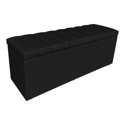 Kit Cabeceira e Calçadeira Baú Casal 1,40m Londres Suede Preto Dal Poz Estofados - 5