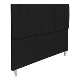 Kit Cabeceira e Calçadeira Baú Casal 1,40m Londres Suede Preto Dal Poz Estofados - 3