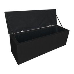 Kit Cabeceira e Calçadeira Baú Casal 1,40m Londres Suede Preto Dal Poz Estofados - 6