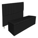 Ver imagem 1 de Kit Cabeceira e Calçadeira Baú Casal 1,40m Londres Suede Preto Dal Poz Estofados