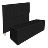 Kit Cabeceira e Calçadeira Baú Casal 1,40m Londres Suede Preto Dal Poz Estofados - 1