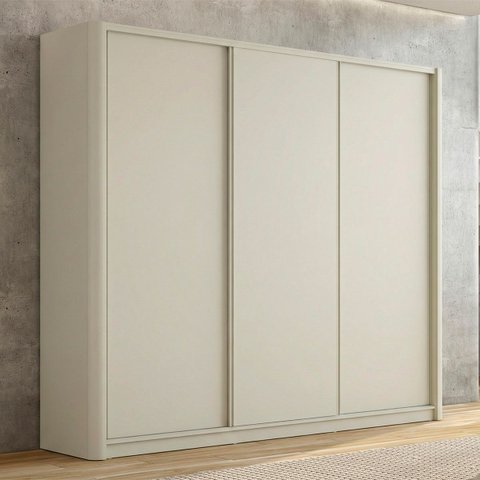 Roupeiro Bend em Mdf 276cm 3 Portas 6 Gavetas Lateral Curva Luna C830