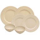 Ver imagem 1 de Jogo 6 Peças Pratos Raso Sobremesa Bowls Bege Melamina Lyor Mesa Posta Buffet Servir
