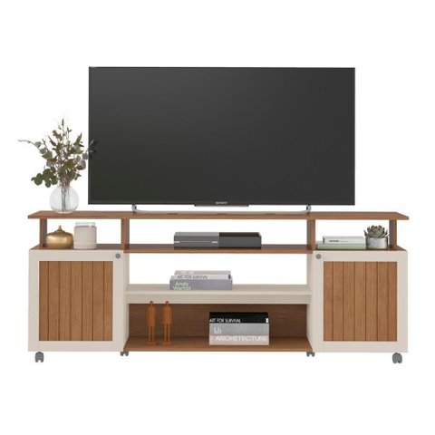 Rack Bancada Tv 75 Polegadas 2 Portas 180 Cm Cinamomo Off White Arly