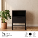 Ver imagem 1 de Mesa de Cabeceira Square 1 Gaveta 1 Nicho 100% MDF Pés de Metal 43 cm X 40 cm Preto Petar