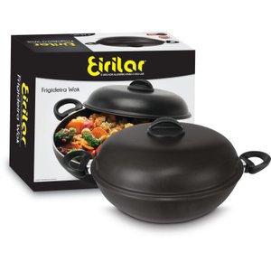 Frigideira Wok Long Life Antiaderente Com Alça Tampa 28cm