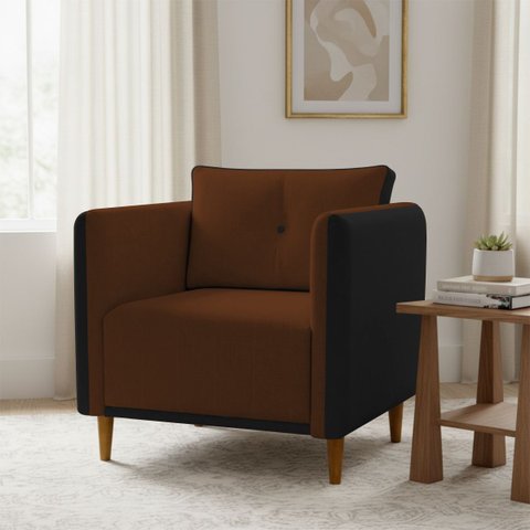Poltrona Decorativa Aviv para Sala Escritório Recepção Luxo Linho Premium Easy Clean Corino Premium